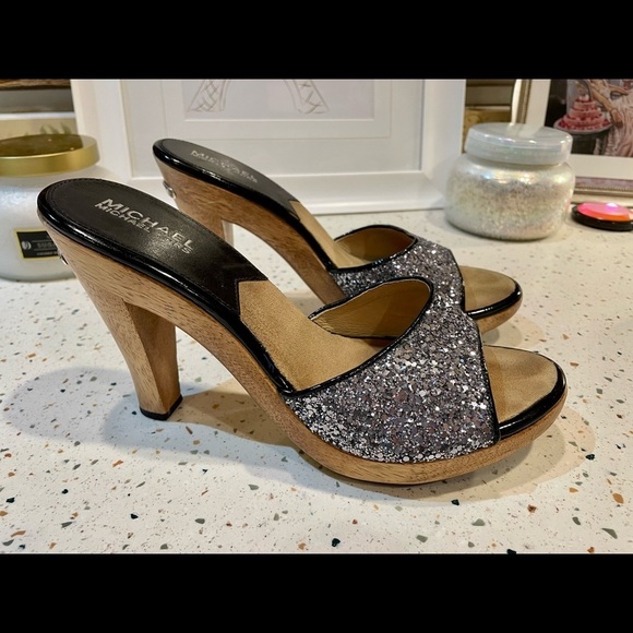 MICHAEL Michael Kors‎ Glitter Wooden Sandal Heels - Picture 7 of 15